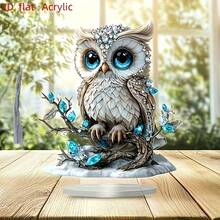 2D Flat Acrylic, Bohemian Style Acrylic Deer Set, Decorative Bohemian Style Deer Statue, Multi-Purpose Desktop Display, Suitable For Home, Office, Cafe Decoration, Collectible Art - Owl - View 2
