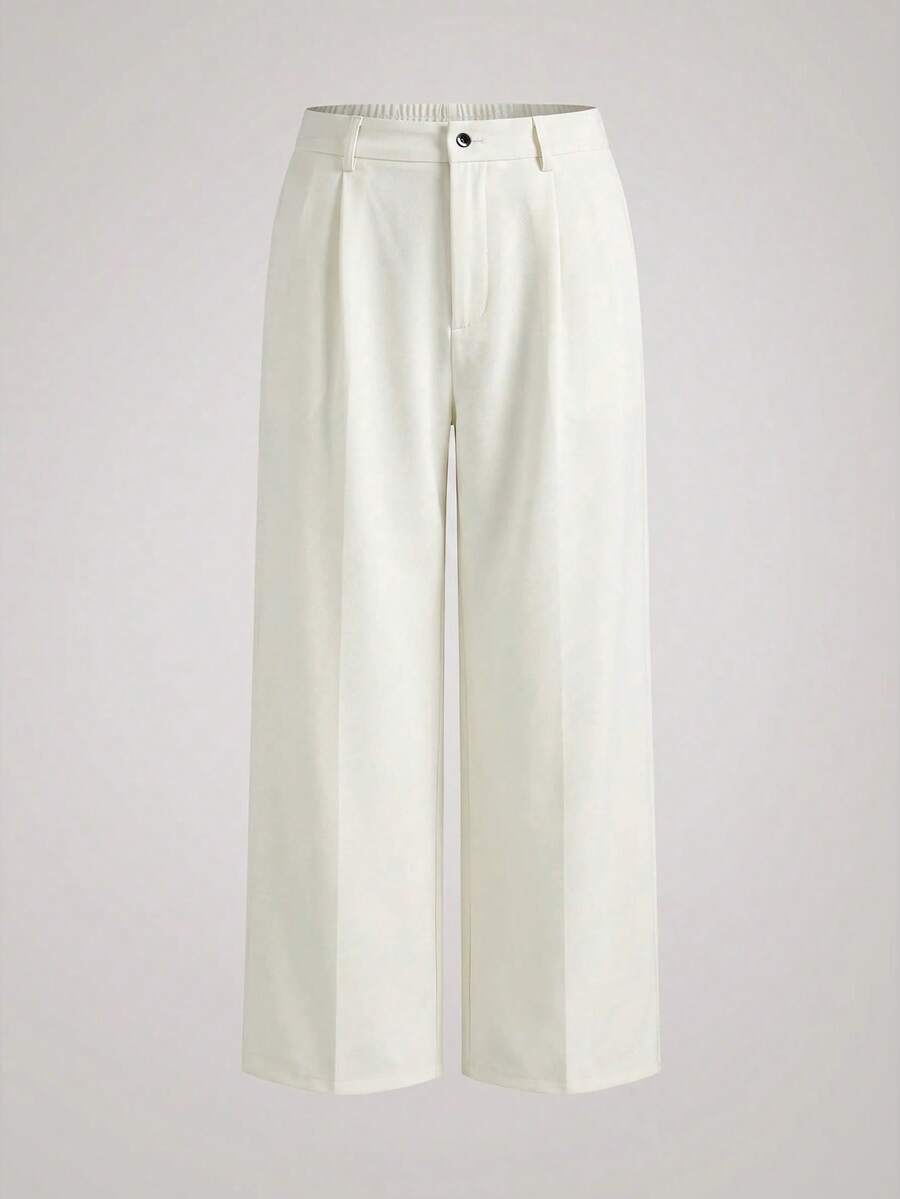 Officeau Men's Casual Business Formal Wide Leg Loose Suit Pants, Versatile & Minimalist - Khaki - View 1
