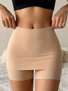 DAZY 2pcs Solid Color High Waist Comfortable Seamless Anti-Chafing Women's Safety Pants - Multicolor - View 3