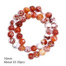 1 Strand Red Ice Flower Fire Agate Natural Stone Beads 6/8/10mm Colorful Agate Round Beads DIY Necklace Bracelet Jewelry Making Stone Beads - Red - View 8