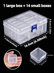 30 cái hộp lưu trữ nhựa trong suốt đa năng, hộp lưu trữ mini trong suốt, bao gồm 1 hộp lưu trữ lớn có nắp bản lề, hộp đựng vật liệu thủ công hình chữ nhật trong suốt, phù hợp để sắp xếp khuyên tai, nhẫn, phụ kiện trang sức, đồ thủ công và các vật dụng nhỏ, hộp lưu trữ có thể xếp chồng - Trong sáng - Xem 8