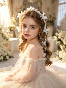 1pc Cross-Border European & American Girls Aesthetic Hair Comb Handmade Pearl Pendant Tassel Hair Accessory For Wedding Party Updo Bridal Headpiece Valentine's Day - White - View 3