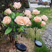 1pc 5-Head Solar Rose Lights, Outdoor Garden Decoration, Ground Stake Lawn Lights, LED Artificial Flower Lights, Solar Decorative Lights, Suitable For Yard, Patio, Landscape, Pathway, Lawn, Sidewalk (Pink, White, Blue, Yellow, Red, Purple) Holiday Party Decoration Lights - X7-5-head Rose - View 10