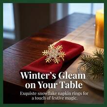 3pcs Deer Napkin Rings + 3pcs Snowflake Napkin Rings, Exquisite Christmas Themed Napkin Rings - Gold - View 4