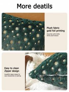 1pc/3pcs/4pcs Christmas Snowflake Foil Printed Velvet Pillow Case, No Filling, Christmas Holiday Decoration, Daily Decor, Comfortable And Soft, Suitable For All Seasons - Green - View 2