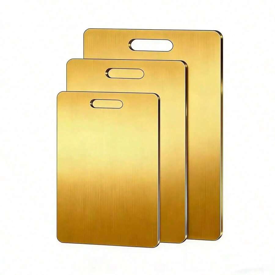 3pcs Titanium Cutting Board, Titanium Kitchen Cutting Board, 304 Stainless Steel Cutting Board, Suitable For Meat, Fruits And Vegetables - Multicolor - View 1