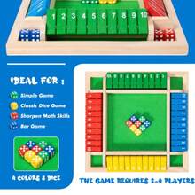 Shut The Box 骰子遊戲，附說明書，木製棋盤骰子遊戲，適合 2-4 人及成人，趣味數學學習玩具，適合家庭遊戲之夜、教室、旅行，適合團體、成人、長輩、露營、派對、酒吧，簡單快速又好玩 - 彩色 - 查看 3