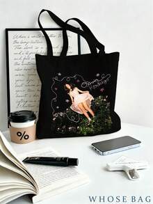 Hasbro OLivia Tote Bag, OR BAG, You Seem Pretty Sad For A Girl So In Love, Large Black Canvas Shoulder Bag For Livies Fans, SOUR Album Merchandise Drop Dead - Multicolor - View 5