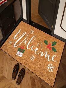 1pc Funny Welcome Christmas Pattern Welcome Doormat, Harvest Season Pattern Minimalist Style Short Plush Quick-Dry Non-Slip Machine Washable Entrance Mat, Suitable For Kitchen, Bathroom, Dining Room, Hallway Entryway, Party, Gathering, Holiday, All Season, Yard Home, Christmas Season, Party Supplies - Burnt Orange - View 11