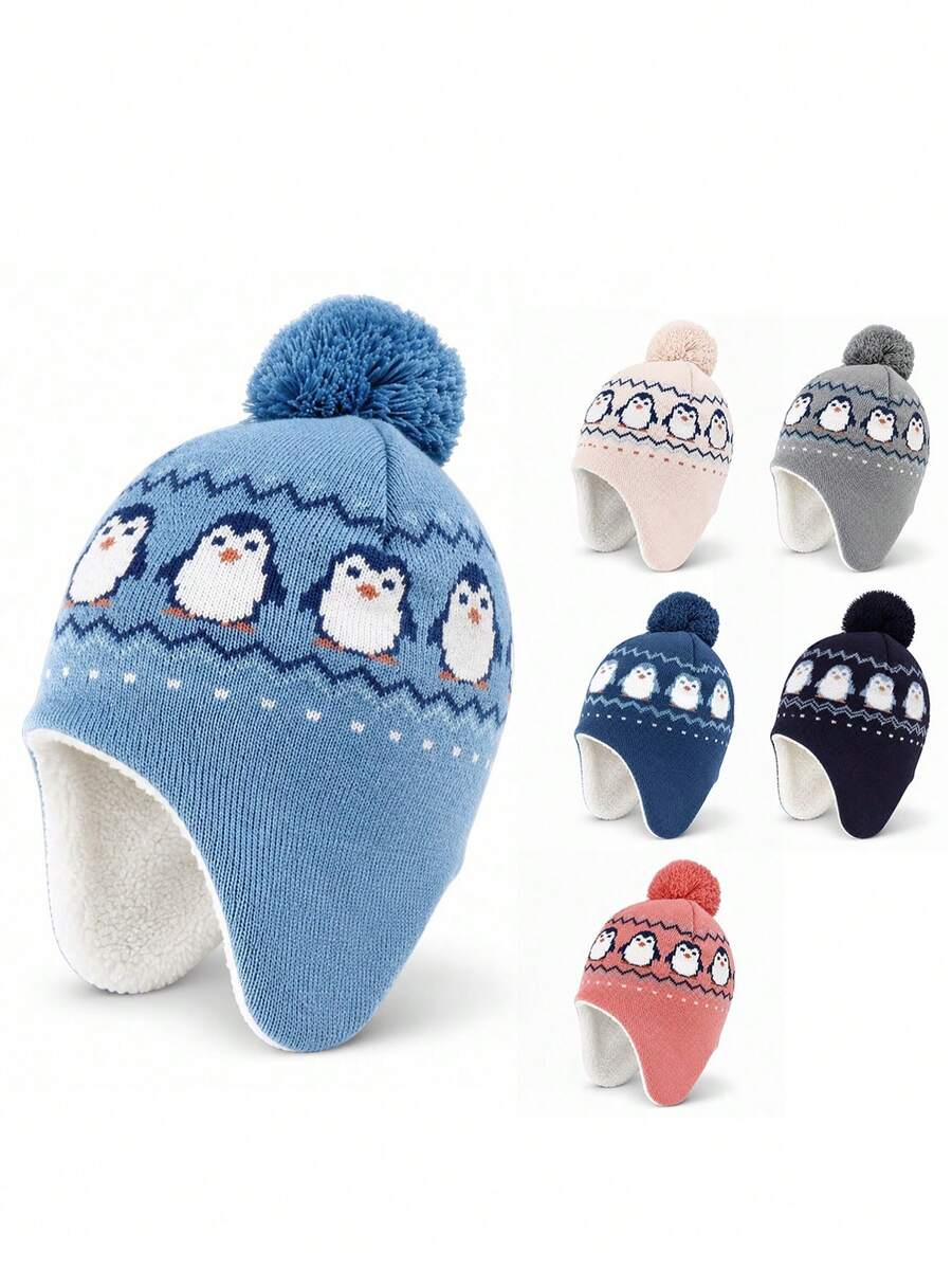 Infant Boys & Girls Winter Hat, Fleece Lining, Penguin Pattern ...