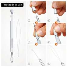 1 Set 4‑In‑1 Hair Extension Tools Combo, Includes 3 Hook Needles, 1 Holder, 1 Pulling Needle Loop Threader, Comes With 200 Silicone Hair Extension Ring Beads, Suitable For Wig Hair Extensions, Feather Hair Extensions And Other Hair Extension Styles, Halloween - View 7