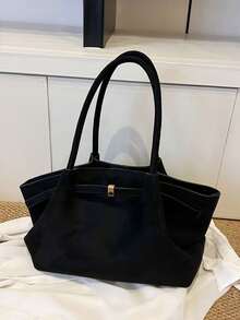 Nicekee Simple And High-End Shoulder Tote Bag With Exquisite Square Buckle Decoration, Suitable For Commuting To Work, Daily Shopping And Travel - Black - View 8