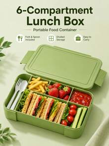 Multi-Compartment Bento Box, Leak-Proof Portable Food Container, Large Capacity Reusable Lunch Box Suitable For Travel, Picnic, Office - 1 Item - View 22