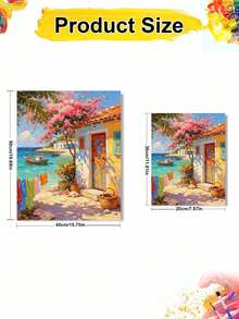 1pc Fishing Village DIY Digital Oil Painting, Canvas Art Painting For Adult Beginners, Wall Decor Home Decor, Holiday Gifts. - Sets - View 4