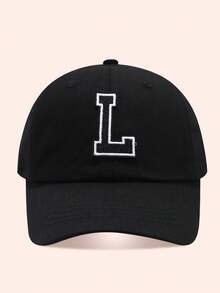 1pc Letter Baseball Cap, Sun Hat For Boys And Girls, Suitable For Outdoor And Daily Use - Large Black Label - Black Cloth Hat - View 68