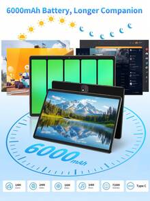 Relndoo 2026 New Android Tablet With Protective Case, 10-Inch Android 16 Tablet, 2-In-1 Tablet, RK3562 Quad-Core 2.0 GHz, 6GB RAM+128GB ROM, 2MP+8MP Dual Camera, 1280*800px HD Touchscreen, 6000mAh Battery, 802.11n Wifi 2.4G/5G Wireless, Pad (Adapter Not Included) - Black With Protective Case - View 7