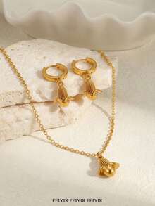 1/2pcs/Set Halloween Style Corn Pendant Hoop Earrings & Necklace Set ...