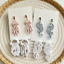 4Pcs Ocean Theme Polymer Clay Cutters, Jellyfish Seahorse Pattern Clay Molds, DIY Handmade Earring Pendant Jewelry Craft Making Tools - 4pcs - View 5