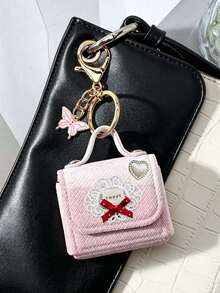 Mini Coin Purse Keychain With Sweet Lace Bow Heart,Butterfly Charm Earbud Pouch Bag,Small Storage Wallet,Bag Pendant,For Change,Earphone,Coin,Lipstick - Multicolor - View 5