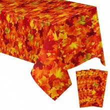 Tablecloth, 3/1pc Autumn Maple Leaf Plastic Tablecloth, 54 X 108 Inch Thanksgiving Rectangular Tablecloth Suitable For Harvest Festival Party Rustic Kitchen Decor - Multicolor - View 9