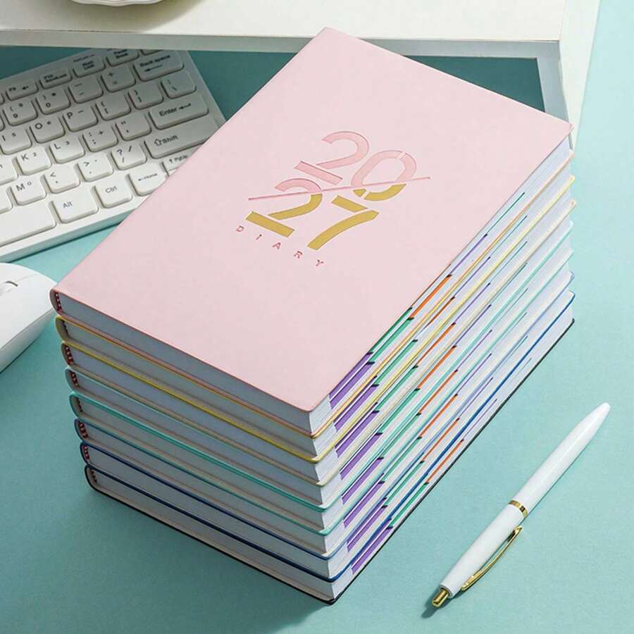 Sổ lịch tiếng Anh 2027 bìa cứng da nhân tạo, kèm 5 nhãn dán, bố cục theo tháng và Chủ nhật, nhật ký lịch mới: theo dõi tự kỷ luật, quản lý thời gian, phù hợp dùng cho văn phòng - Freestyle - Xem 1