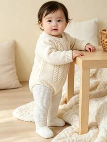 1pc Baby Thickened Thermal Lined Tights, Solid Color, Warm And Comfortable, Suitable For Winter, Below 5°C - Multicolor - View 5