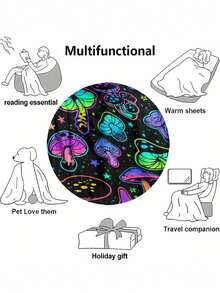 1pc Modern Style Soft & Comfortable Blanket, Minimalist Cool Design, Multi-Purpose Throw For Sofa, Bed, Outdoor Camping, Leisure, Home, Picnic, Travel, All Seasons, 280gsm Polyester, Machine Washable - Multicolor - View 6