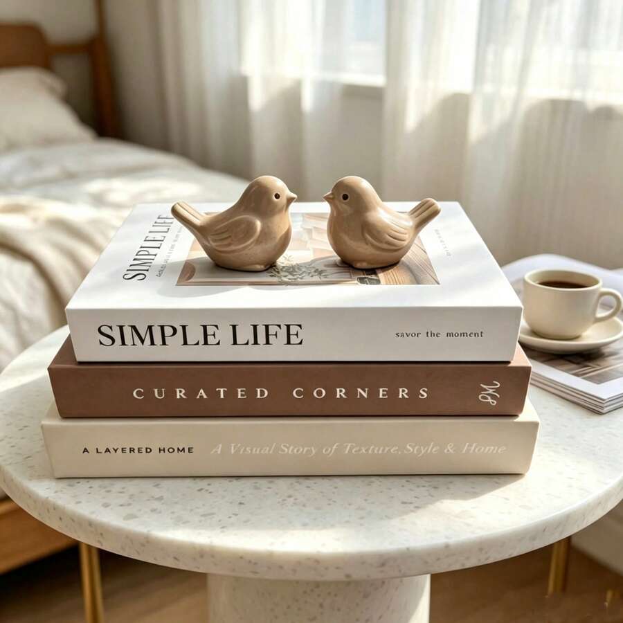 Aesthetic Decorative Books, Coffee Table Decor Books - Faux Decorative Books For Decoration - Home Desktop Decor - Bedside Table Decor - Home Bookshelf Decor - Brown and White - View 1