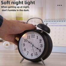 Modern Minimalist Small Alarm Clock, Silent Metal Student Bedroom Bedside Alarm, With Night Light Battery Operated Clock Gift - Multicolor - View 4