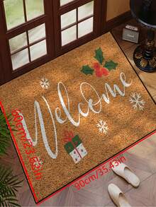 1pc Funny Welcome Christmas Pattern Welcome Doormat, Harvest Season Pattern Minimalist Style Short Plush Quick-Dry Non-Slip Machine Washable Entrance Mat, Suitable For Kitchen, Bathroom, Dining Room, Hallway Entryway, Party, Gathering, Holiday, All Season, Yard Home, Christmas Season, Party Supplies - Burnt Orange - View 13