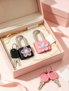 Floral Decorative Metal Padlock (Includes 2 Keys), Suitable For Travel, Business Trips, Daily Commute, School Or Office Use, Outdoor Camping - A - View 9