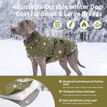 Dog Warm Winter Jacket, Windproof Pet Jacket (With Leash Hole) | Winter Jacket, Thick & Warm, Waterproof Dog Coat With Reflective Strip, Suitable For Cold Weather - Green - View 5