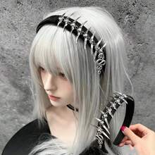 1pc Punk Black Metal Snake Bone Headband, Gothic Style Headband, Y2K Headband, Fashion Versatile Accessory, Hair Band Headpiece Hair Accessory - Silver - View 1