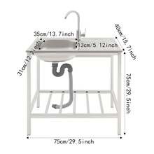 29.5*15.7*29.5 In Modern Silver Freestanding Rectangular Sink With Operation Countertop And Bottom Shelf - Silver - View 3