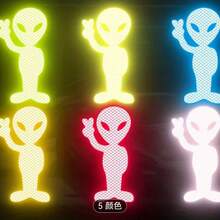 2pcs Neon Reflective Safety Stickers, Fun Alien Design - Suitable For Cars, Bicycles, Motorcycles, Backpacks - Night Visibility Decals, Durable Adhesive, Long-Lasting Reflection, Perfect For Vehicle Owners - Multicolor - View 6