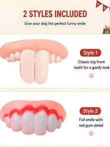 1/11/22pcs Funny Dog Dentures, White Fake Teeth, Funny Dog Teeth, Rabbit Style Dog Dentures, Pet Teeth, Suitable For Dog Photos, Creative Costume Accessories, Holiday Parties And Funny Scenes - Multicolor - View 2