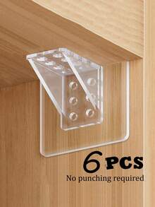 10/8/6/1pc No-Drill Partition Brackets, Wardrobe Cabinet Layered Shelf Brackets, Triangular Brackets, Bookshelf Layered Brackets, Seamless Installation, Adjustable Telescopic Brackets, Glass Layered Shelf Brackets Dedicated - Clear - View 8