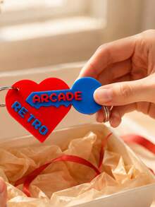1pc Personalized Customized Name Heart Keychain, Unique Couple Keychain, Customizable Name On Heart And Key Shape, 3D Printed Accessory, Personalized Gift, Also Can Be Used As Pendant, Suitable As Unique Personalized Gift For Couples, Anniversary Gift, Also Suitable For Back To School Season Gift. - Multicolor - View 5