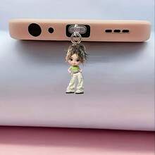 1pc 2D Acrylic Flat Hands-On-Hips Girl Phone Charging Port Dust Plug/Suitable For Type-C, Apple Charging Port Decorative Pendant - Multicolor - View 6