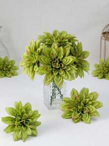 MEHELANY 17pcs Green Artificial Dahlia Flower Heads, Faux Flowers For DIY Wedding Arch Backdrop, Party, Home & Garden Decor, Bridal Corsage, Birthday Gift - Green - View 3