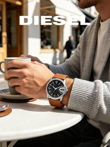 DIESEL DZ1617 Men Wristwatch, Black Dial Date Window 10BAR Water Resistant Business Casual Watch - Brown - View 5