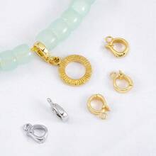 2/5/8Pcs 18K Gold-Tone Copper Oval Spring Clasp Pendant Connector, Suitable For Jewelry Making And DIY Handmade Jewelry Accessories - Copper Jewelry Buckle - View 3