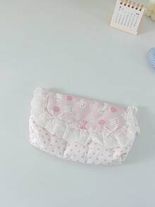 1 buah Tas Kosmetik Kartun Lucu Berbahan Quilted, Kapasitas Besar, Kantong Makeup dengan Dekorasi Pita Manis, Organizer Perlengkapan Mandi Portabel untuk Perjalanan & Penggunaan Sehari-hari, Kotak Pensil Feminin - MultiWarna - View 12
