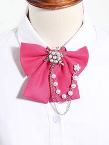 1 chiếc nơ cổ áo sơ mi điều chỉnh được màu hồng đậm/vàng/xanh lá/trắng/cam, trang trí chuỗi ngọc trai bông tuyết - Nhiều màu - Xem 1