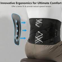 Unisex Waist Support Belt, Adjustable Straps, Soft Breathable Mesh Fabric - Black - View 4