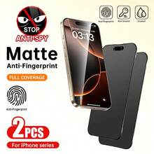 XINHONGYU 2片裝 霧面防窺螢幕保護膜，適用於 iPhone 17 Pro Max、17 Air、15、14、13、12、11 Pro Max，全螢幕保護膜，適用於 iPhone 16 Pro Max、15 Pro Max，防窺、防指紋、防汗、防刮，觸感滑順、無氣泡、霧面邊緣，非加熱強化玻璃手機膜 - 黑色 - 查看 40