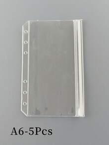 5pcs PVC Binder Pockets, 6-Hole Sealed Bags, A5/A6/A7/M5 Sizes Available. Ticket/Cash/Card/Photo Classification Storage. Office Storage Supplies - Multicolor - View 10