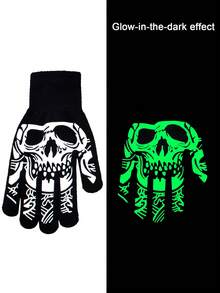New Halloween Glowing Skeleton Gloves, Grim Reaper Bone Full Finger Gloves, Suitable For Cycling And Halloween Parties - Multicolor - View 9