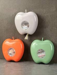 Apple-Shaped Wall-Mounted Storage Box, Multi-Functional Plastic Cling Film & Shopping Bag Dust-Proof Organizer, Durable Space-Saving Kitchen & Home Decor, 2 Colors, Suitable For All Seasons, Decorative Wall Accent, Easy To Clean - Multicolor - View 7