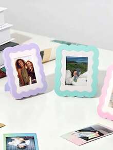 Wavy Scallop Edge Pastel 3 Inch Photo Frame, Desktop Tabletop Display Holder For Instax Mini Photocard, Cute Ins Style Desk Decor - View 3